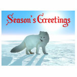 Season's Greetings - Arctic Fox Photo Sculpture Magnet<br><div class="desc">White on white. A digital painting of an Arctic Fox, Vulpes lagopus, on the polar ice. The sun hangs low in the bright blue arctic sky. Do not stare at the sun as it can harm your eyes. Text reading, "Season's Greetings" appears in red. The Arctic Fox is comfortable in...</div>