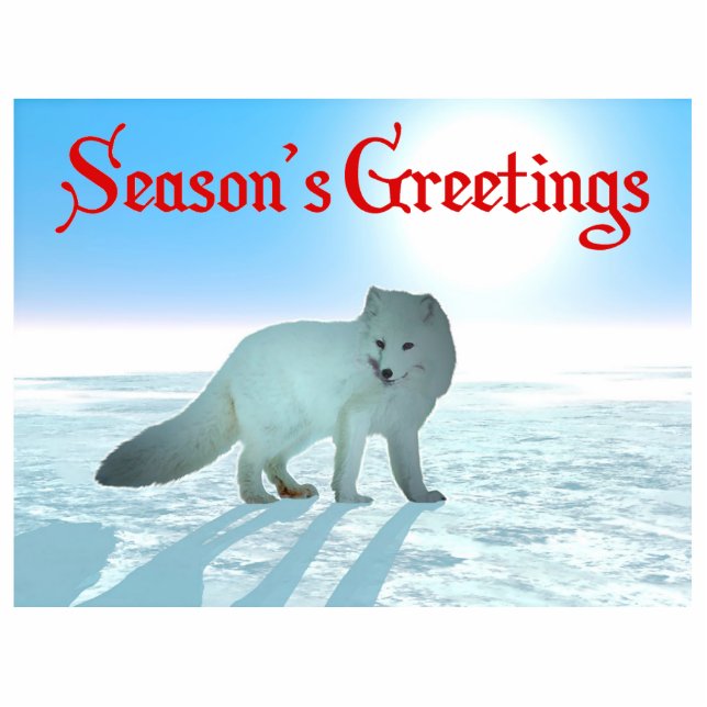 Season's Greetings - Arctic Fox Photo Sculpture Magnet (Front)