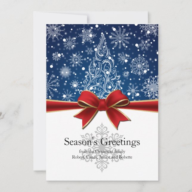Season's Greetings Artistic Christmas Tree Design Holiday Card (Front)