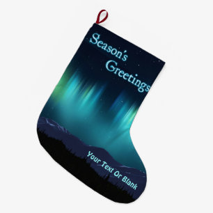 Season's Greetings - Aurora Borealis Large Christmas Stocking