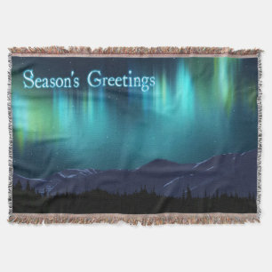 Season's Greetings - Aurora Borealis Throw Blanket