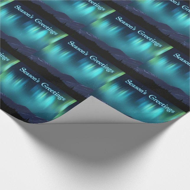Season's Greetings - Aurora Borealis Wrapping Paper (Corner)
