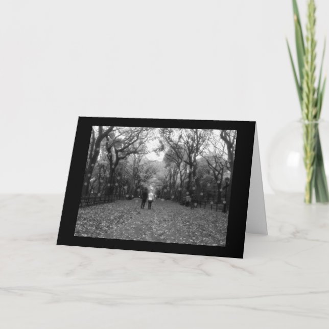 Seasons Greetings - B&W Central Park & Snow Holiday Card (Front)