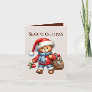 Seasons Greetings Bear add message  Holiday Card