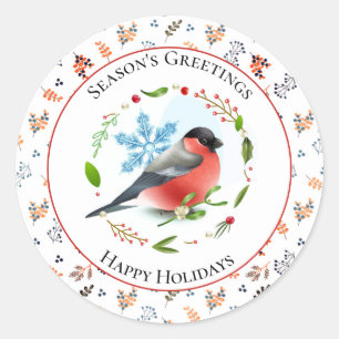 Season's Greetings Bird Classic Round Sticker