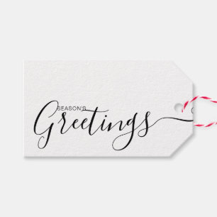 Season's Greetings Black White Minimalist Gift Tag