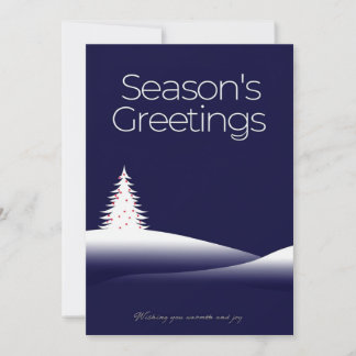 Season's Greetings Blue and White Holiday Card
