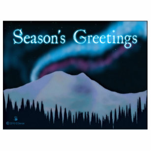 Season's Greetings - Blue Aurora Photo Sculpture Magnet