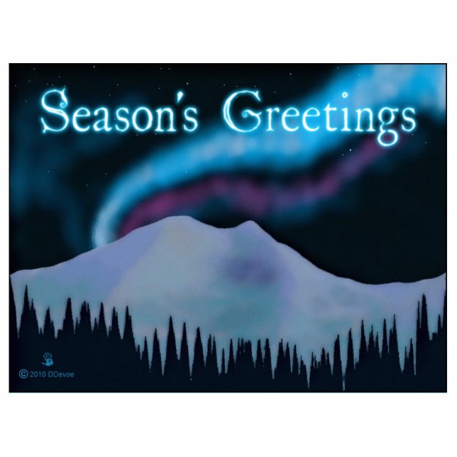 Season's Greetings - Blue Aurora Photo Sculpture Magnet (Front)