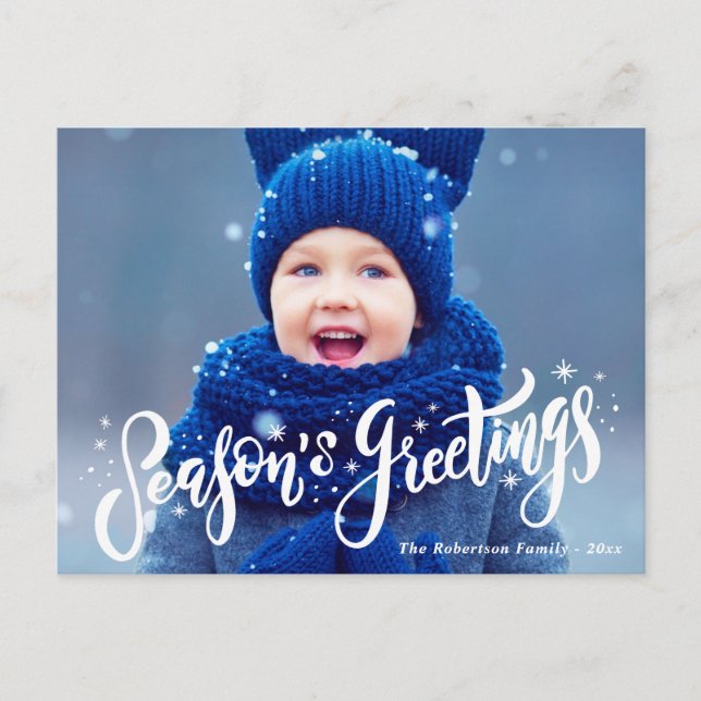 season's greetings  blue holiday postcard (Front)