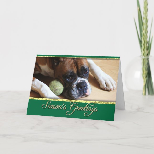 Season's greetings Boxer dog card (Front)