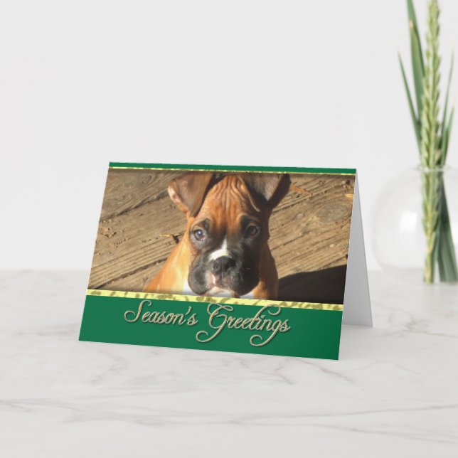 Season's greetings Boxer dog card (Front)