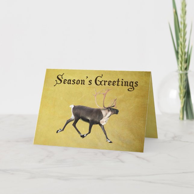 Season's Greetings - Bull Caribou Holiday Card (Front)