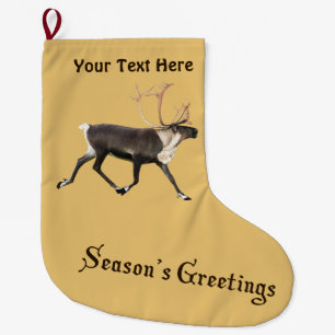 Season's Greetings - Bull Caribou Large Christmas Stocking