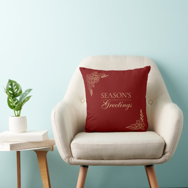 Seasons greetings burgundy and golden  cushion (Chair)