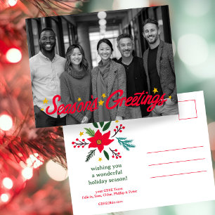 SEASONS GREETINGS Business CUSTOM PHOTO  Holiday Postcard