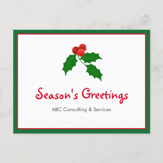 Season's Greetings Business Holiday Postcard Zazzle.co.uk