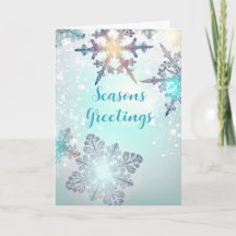 Seasons Greetings Business Ice Blue Snowflake 