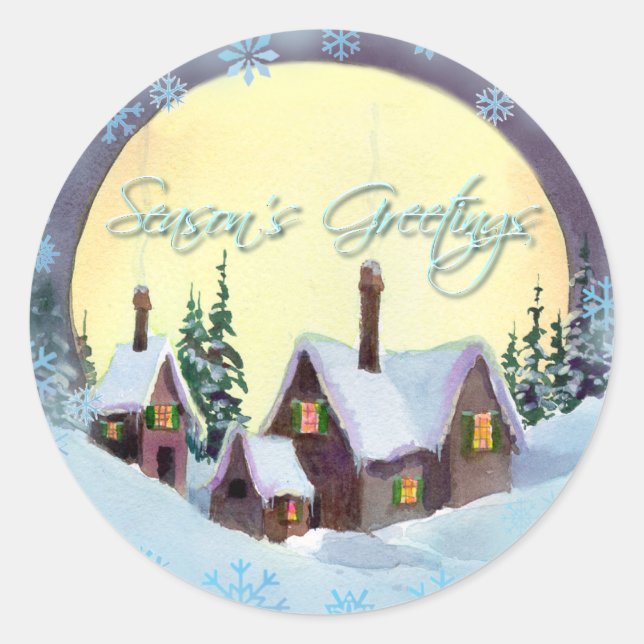 SEASONS GREETINGS by SHARON SHARPE Classic Round Sticker (Front)