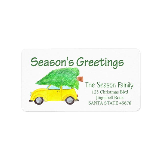 Season's Greetings Car and Christmas tree Label (Front)