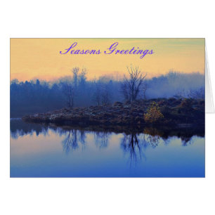 Seasons Greetings Card (lake & woods photo scene)
