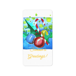 Season's Greetings Card With Baubles Label