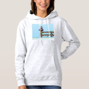 Seasons Greetings Cartoon Bird on Fence Hoodie