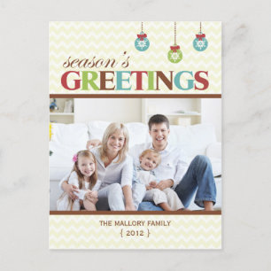 Season's Greetings Chevron Holiday Postcard