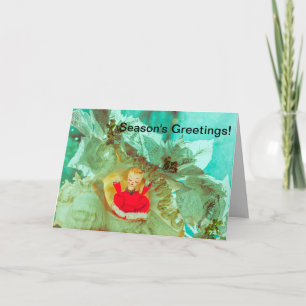 Seasons Greetings Christmas Card & angel cherub.