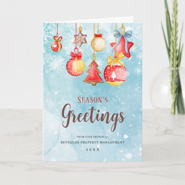 Seasons Greetings Christmas Corporate Holiday Card (Front)