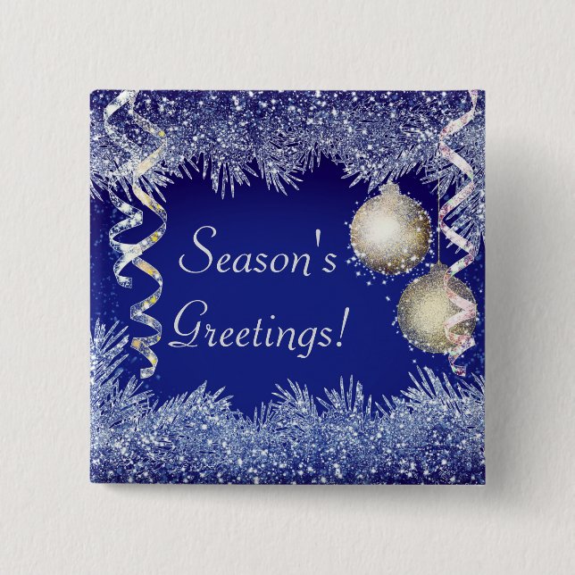Season's Greetings Christmas Glitter Christmas 15 Cm Square Badge (Front)