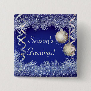 Season's Greetings Christmas Glitter Christmas 15 Cm Square Badge