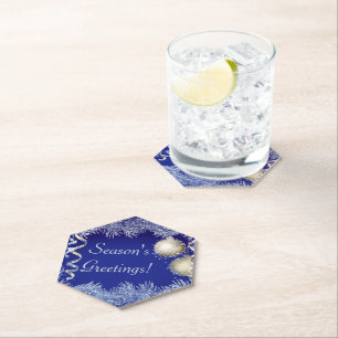 Season's Greetings Christmas Glitter Christmas Paper Coaster