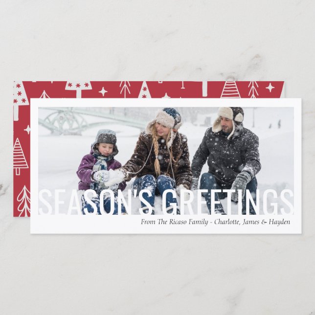 Seasons Greetings Christmas Holiday Cut out Photo Card (Front/Back)