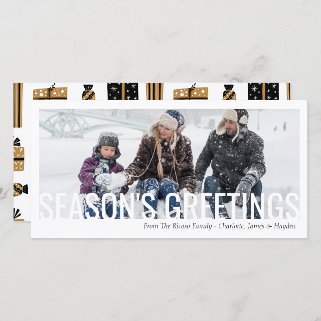 Seasons Greetings Christmas Holiday Cut Out Photo Card (Front/Back)
