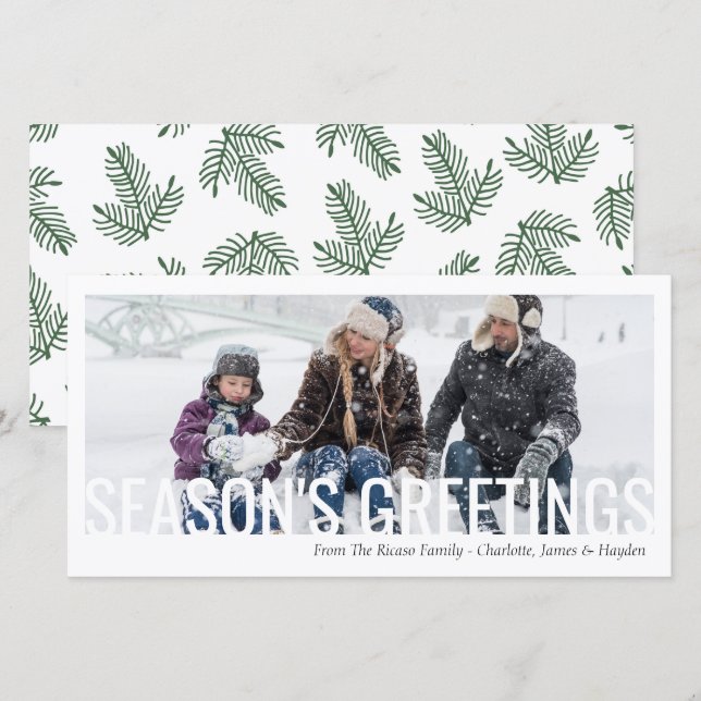 Seasons Greetings Christmas Holiday Cut Out Photo Card (Front/Back)