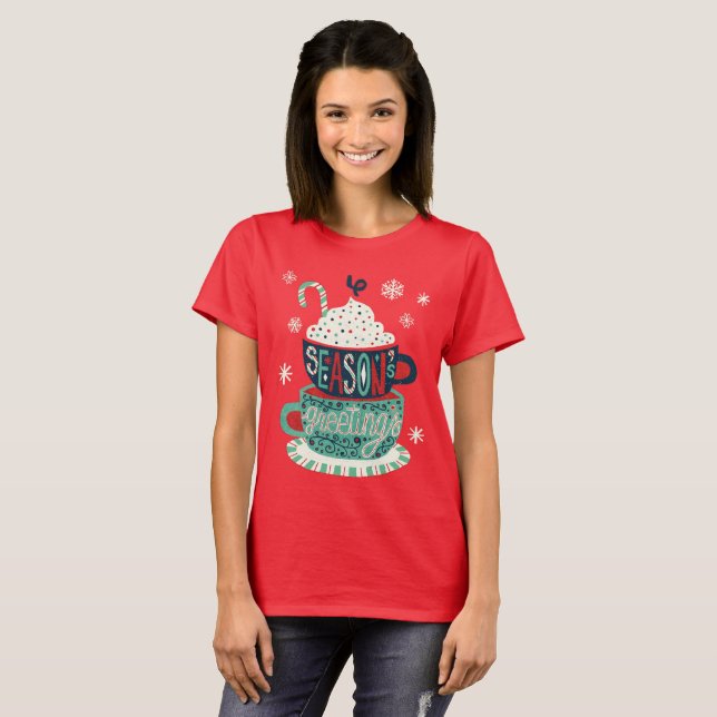 Seasons greetings Christmas holiday festive T-Shirt (Front Full)