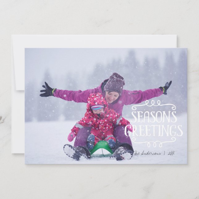 Season's Greetings Christmas Holiday Photo Card (Front)