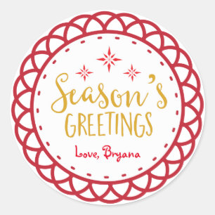 SEASONS GREETINGS Christmas Holiday Sticker