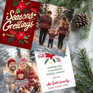 SEASONS GREETINGS Christmas Holidays CUSTOM PHOTO Foil Holiday Card
