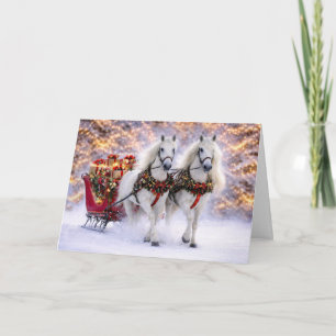 Seasons Greetings Christmas Horse Drawn Sleigh Holiday Card