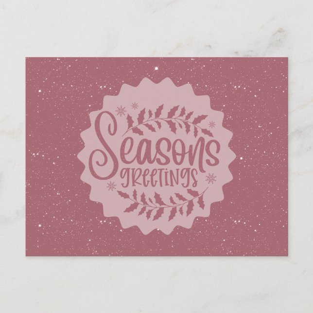 Season's Greetings Christmas Script Postcard (Front)