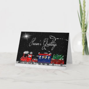 Season's Greetings (Christmas) - Snowy Night-Train Holiday Card