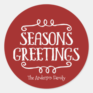 Season's Greetings Christmas Sticker Gift Tag