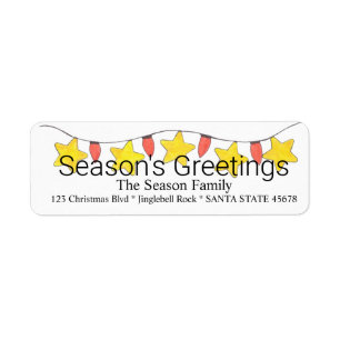 Season's Greetings Christmas Tree Lights Label