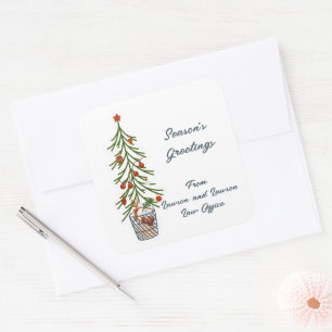 Season's Greetings Christmas Tree Square Sticker