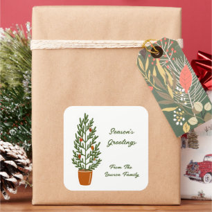 Season's Greetings Christmas Tree Square Sticker