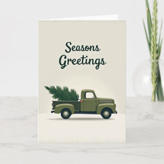 Seasons Greetings Christmas Tree Truck Card
