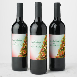 Season's Greetings Christmas tree  Wine Label