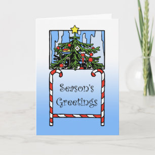 Season's Greetings, Christmas Tree with Ornaments Holiday Card